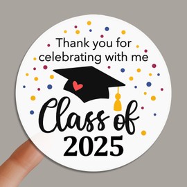 120 x Thank You For Celebrating With Me Class of 2025, Graduation Party Thank You Stickers, Party Favor Decor, Grad Thank You Stickers Cap, Graduation Class of 2025, Party Decor 1.6" (Class of 2025)