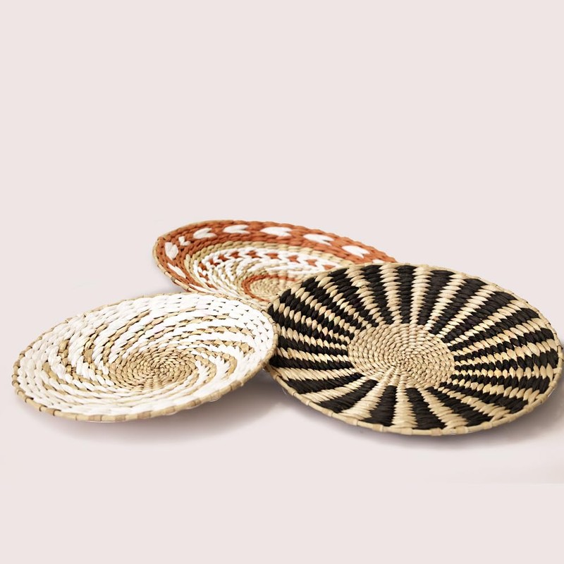 DECCARO Boho Wall Basket, White, Small