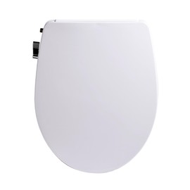 Bio Bidet Slim Zero Non Electric Bidet Toilet Seat Round, Low Profile Seat with Slow Close Lid, Battery Powered Night Light, Dual Nozzles, White