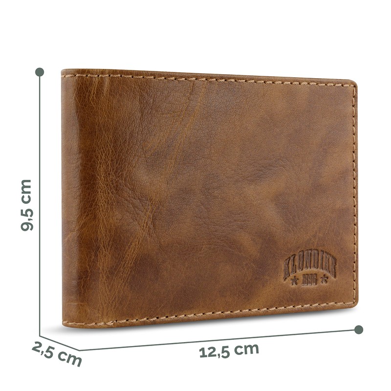 Klondike 1896 Mountain Arthur Landscape Buffalo Leather RFID Wallet, Cognac,