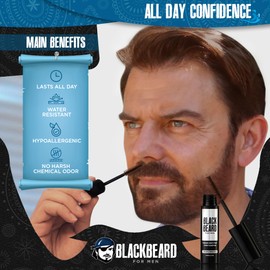 Blackbeard for Men Instant Beard Color – All Day Beard, Mustache, Eyebrow, and Sideburns Color – Temporary, Hypoallergenic Beard Dye Alternative – Up to 45 applications – Dark Brown, 6 Pack