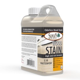 SamaN Interior Water Based Wood Stain - Natural Stain for Furniture, Moldings, Wood Paneling, Cabinets (Whitewash TEW-116-32, 32 oz)