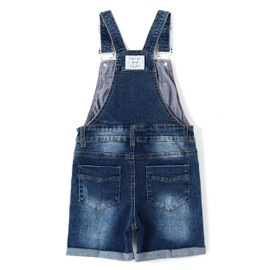 KIDSCOOL SPACE Girls Shorts,Little Girls Stretchy Denim Slim Summer Shortalls,Deep Blue,6-7 Years