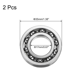 sourcing map 16003 Deep Groove Ball Bearings, Pack of 2, 17 mm x 35 mm x 8 mm, High Carbon Chrome Steel Z0 Open Design Bearings