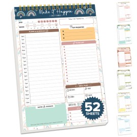 Decorably Daily Planner Pad Detailed - 52 Sheets Daily To Do List Notepad, 6.5x10" Spring-Bound Hourly Daily Plan Notepad, My Day Planner Notepad, Daily Plan Pad, Todo List Notepad, To Do Pads Daily