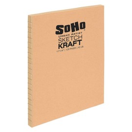 SoHo Urban Artist Open Bound Sketch Pads - Open Coptic Bound Sketch Pads for Drawing, Calligraphy, Any Dry Media, & More! - [Kraft - 11x14" - Single]