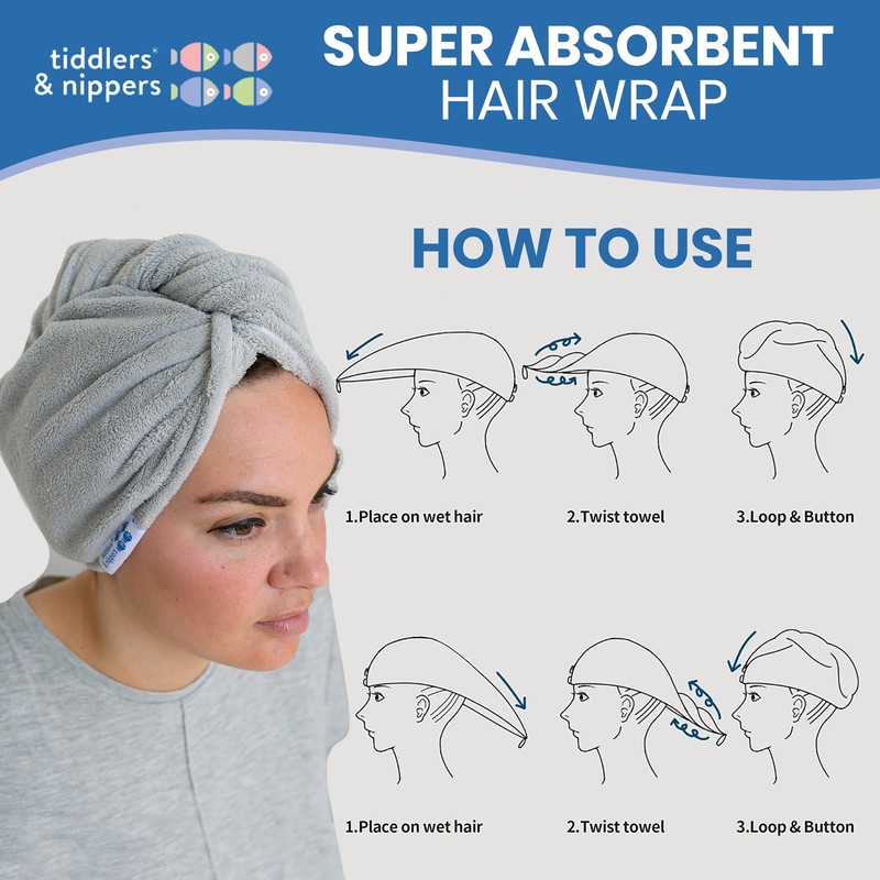 tiddlers & nippers Super Absorbent Hair Wrap Twist Towels |