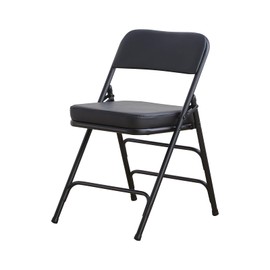BOOSDEN Padded Folding Chair, Foldable Chair with Thick Cushion, Heavy Duty Metal Folding Chair for Outdoor & Indoor & Dining & Party, Black