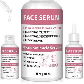 LAKIBOLE 3 Pack 2% Hyaluronic Acid Serum with 5% Rosa Rugosa Flower Water for Hydration