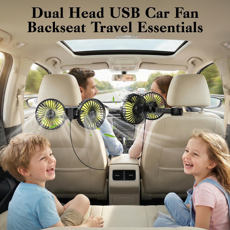 Dicross Backseat Fan for Car Backseat, Car Headrest Fan for