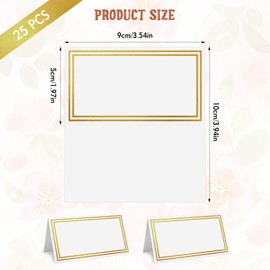 25PCS Table Place Cards, Wedding Place Cards, Name Cards for Table Setting with Double Gold Border, Place Cards for Table Setting for Wedding, Birthday, Dinner, Party (Gold)