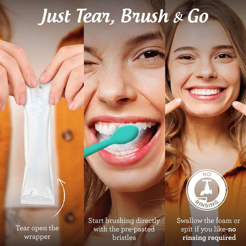 GuruNanda Ready-to-Go Disposable Mini Travel Toothbrushes - Butter on Gums