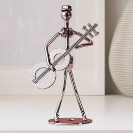 Metal Guitarist Figurine - 13 cm Musician Sculpture Playing Guitar - Decorative Metal Ornament for Music Room, Studio, Desk or Shelf - For Guitar Players, Musicians & Music Lovers Nuts and Bolts Style