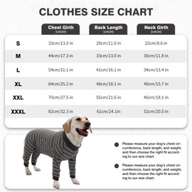 TQFlow Dog Recovery Suit, Pet Surgical Suits Medical Shirt for Female Male, Stripes Spay Suit for Wounds Protectation, Dog Cone E-Collar Alternative, Operative Onesie Bodysuits Shirts (Grey, XL)