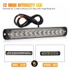 NSI 4PCS Amber/White 12 LED Car Truck Strobe Light Bar