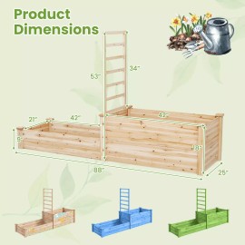 Costway Raised Garden Bed 2-tier Wood Planter Box w/ Open-ended Bottom for Vegetables