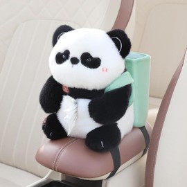 Caja de pañuelos de felpa suave, 2 en 1, bonitos soportes de pañuelos de animales de felpa, soporte para pañuelos de coche, funda para reposabrazos de coche, funda de pañuelos de dibujos animados para