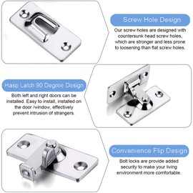 ZiYuya 90 Degree Door Hasp Latch, Right Angle Corner Door Lock Lever Bolt Storage Sliding Door Locking Latch Bolt, Bending Buckle Bolt Cam Lock for Push Barn Door Window (Silver Small Size)