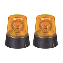 relaxdays Rundumleuchte, 2er Set, drehender Reflektor, Geburtstag, batteriebetrieben, LED Partylicht, orange/schwarz