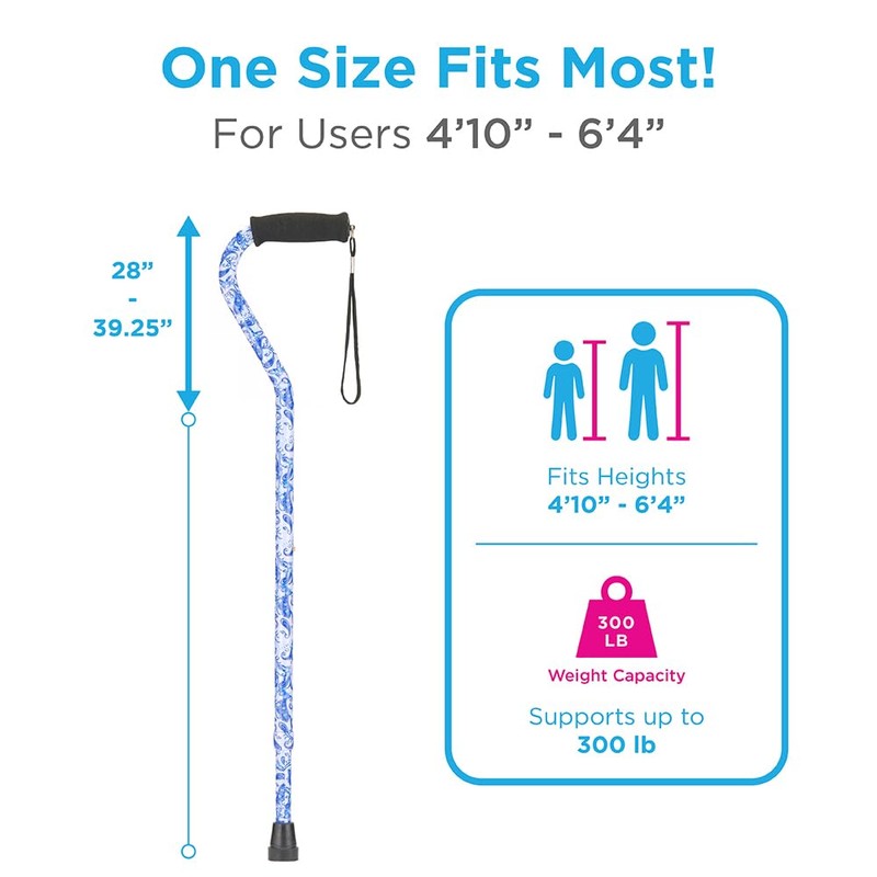 Nova Joy Designer Offset Walking Cane for Seniors - Unisex