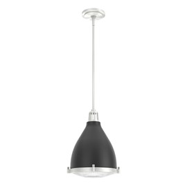 Hunter - Bluff View 1-light Matte Black, Medium Size Pendant Light, Dimmable, Casual Style, Bell Shaped, for Bedrooms, Kitchens, Dining, Living Rooms - 19218