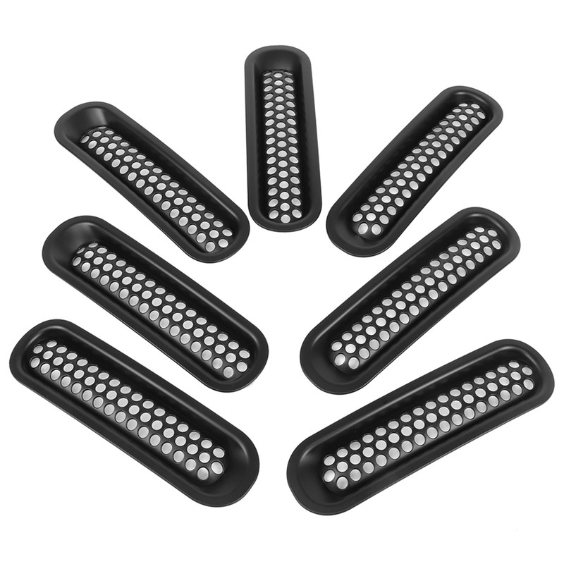 7pcs ABS Exterior Front Grilles Mesh Grill Fit For Jeep