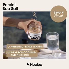 Neolea Porcini Flake Salt from Greece – Flaky Sea Salt Flakes for Baking, Cooking, Finishing, & Topping Vegetables, Meat, Pasta – Fleur De Sel | Pairs Well w/Risotto & Savory Sauces | 3.5 OZ (100G)