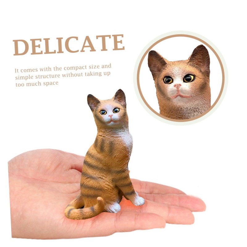 Kisangel Lifelike Kitten Statue Creative Cat Model Ornament for Cognitive