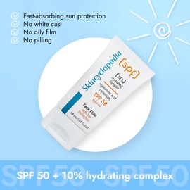 Skincyclopedia LSF 50 Sonnencreme, Hyaluron Sonnenfluid mit Ceramiden und Centella Asiatica, Sun Protection Face Fluid SPF 50, UVA und UVB, Sonnenschutz mit hohem Breitspektrumschutz, 50ml