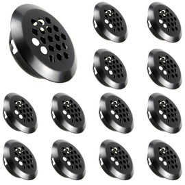 Runseaway 10Pcs 25mm/1” Round Air Vents Soffit Vents, Circular Stainless Steel Mesh Hole Louver Vents for Cabinets, Wardrobes, Shoe Cabinets, Sundry Cabinets, Black