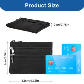 Amabro Mini Women's Wallet, Small Wallet, Purse, Men's Key Bag, Small Change Purse with Zip, Key Ring, Portable Money Compartment, Key Ring, Coin Bag, black, Mini Money Pocket