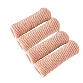 Makhry 4pcs Adjustable Cuttable Gel Toe and Finger Cap Lined Gel Toe Covers Sleeves Ribbed Knit Toe Caps Silopad Digital Caps (Fingers/Toes,L)