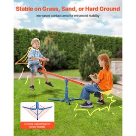 VEVOR Seesaw Teeter Totter for Kids Outdoor, 100 lbs Load Capacity per Seat, Sit and Spin Teeter Totter with 3-Prong Support Legs, Playground Equipment with Swiveling 360 Degrees Rotating for Aged 3+