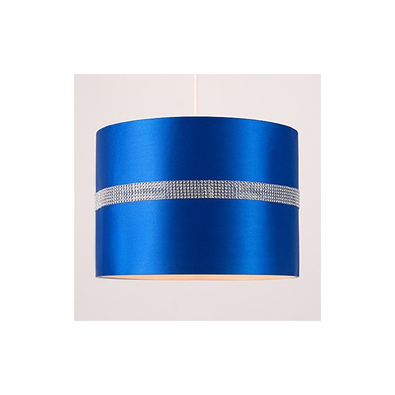 Large Modern Decorative Blue and Silver Diamante Jewel Effect Polycotton