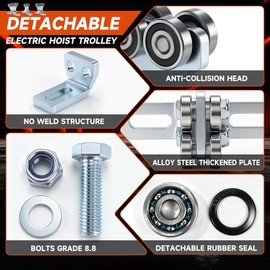 Fuperoo Electric Hoist 8 Wheel Trolley Assembly-Hoist Trolley Rollers.Ideal for Garage Hoist Systems.for use with 1-5/8" Wide and All 1-5/8" or Taller Strut Channel