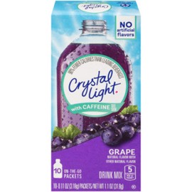 Crystal Light On-the-Go, Sugar-Free Grape Energy Drink Mix with Caffeine, 10 ct (Pack of 8)