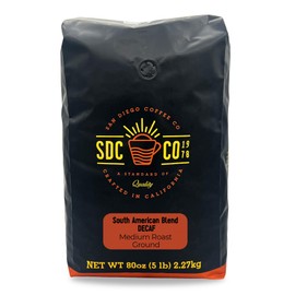 San Diego Coffee DECAF South American Blend, Medium Roast, Ground Coffee, 5-Pound Bag Café descafeinado molido tostado