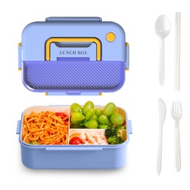 hssopa Lunch Box,Snackle Box Container,Bento Box Adult,Lunch Box Kids,Lunchbox with Spacer,100% Leak-proof Lunchboxs,Lunch Boxs with Thermos,Microwaveable (Blue, Single layer)