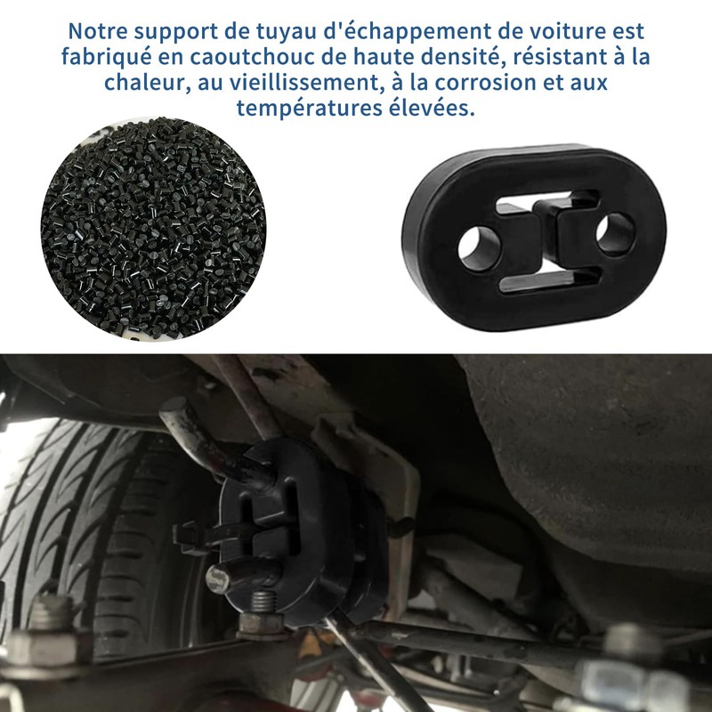 CLKE 4 x Black Rubber Exhaust Pipe Bracket 2 Holes