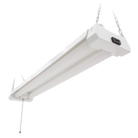 Maxxima 2 ft. Utility LED Shop Light Fixture, 20 Watt, Linkable, Frosted Lens 5000K Daylight 2000 Lumens, Plug in, Pull Chain, Hardware Included, LED Garage Light