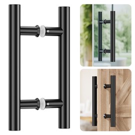 Ranbo Matte Black 6" (CTC) Back to Back Shower Door Handle, 10" Length, Heavy Duty 1mm 304 Stainless Steel Pull, Fits 1/4"-1/2" Glass Doors & 1-3/8"-2-3/16" Barn Doors