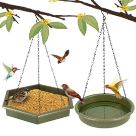 Hanging Bird Bath, Bird Feeder, 2-in-1 XL Bird Feeder Hanging & Bird Bath for Outdoor Use, Wild Birds Bird Feeder for Hanging (Olive Green)