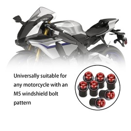 CGEAMDY 10 Pieces Windscreen Bolt Kit, Universal Windshield Modified Screw, Motorcycle Fixing Screw, Multifunctional Car Accessories, Windshield Installation Kit, for Most Motorcycles(Red)