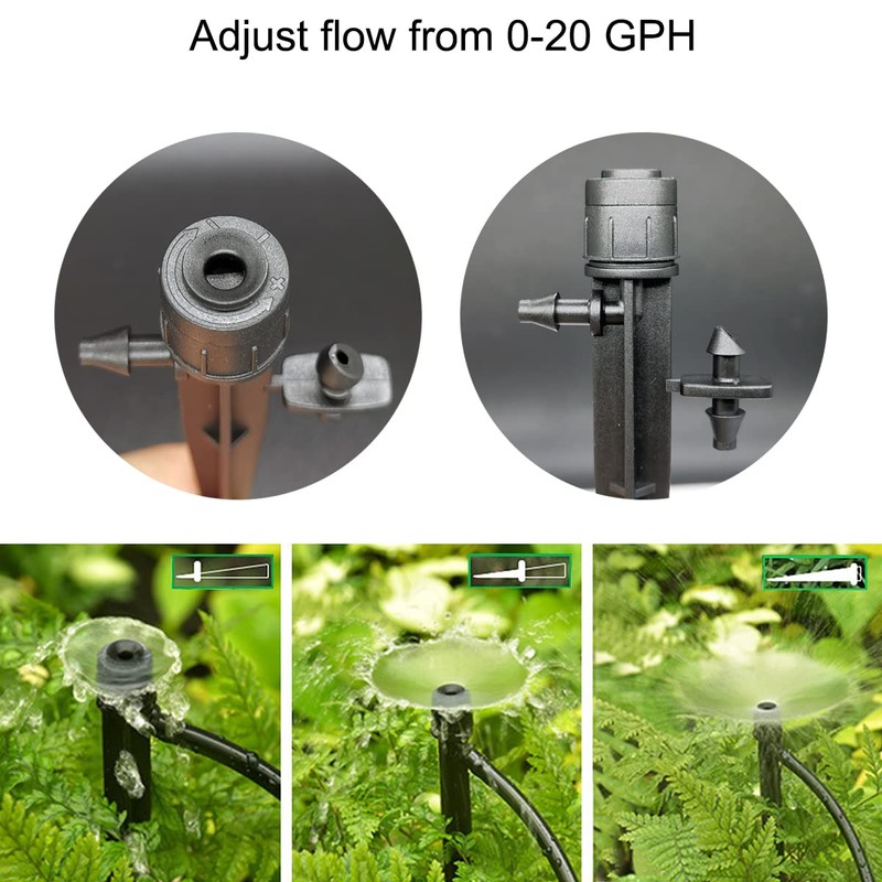 Topiverse 50 Pcs Drip Irrigation Emitters, Adjustable Flow 0-20 GPH