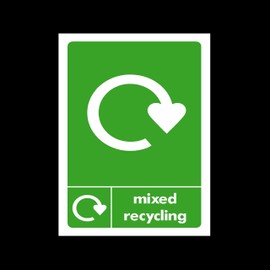 Mixed Recycling Plastic Sign - Environment/Reduce CO2 / Green World/Bins