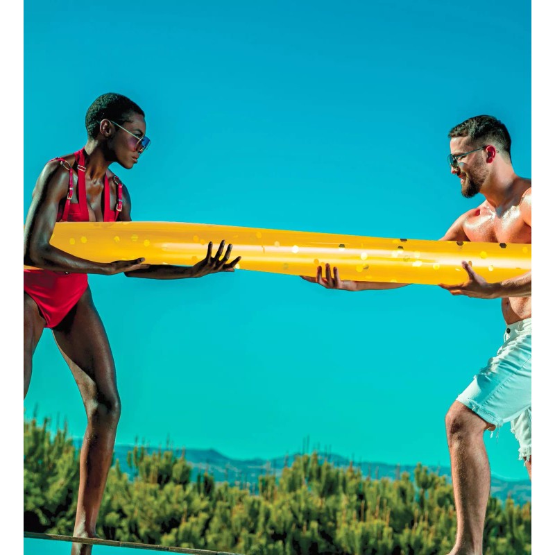 POZA 2 Pack Inflatable Gold Jumbo Pool Noodles Floats Premium