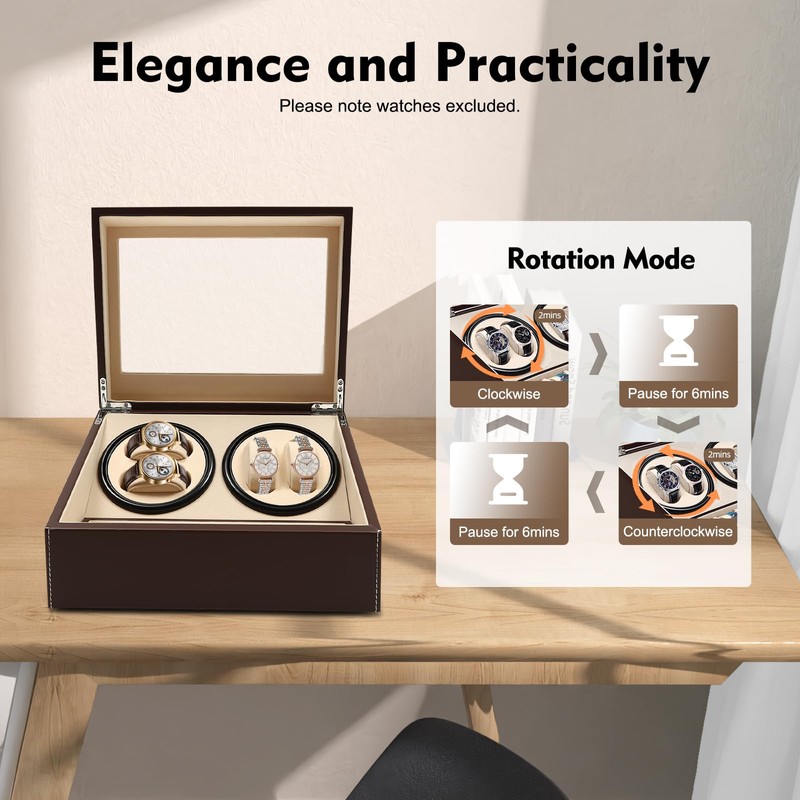BIXIBIN Automatic Watch Winder Box, Luxury Storage Case for Mechanical