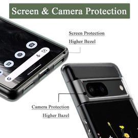 Unov Compatible with Pixel 7 Case Clear with Design Soft TPU Shock Absorption Slim Embossed Pattern Protective Back Cover for Pixel 7 6.3inch (Flower Bouquet)