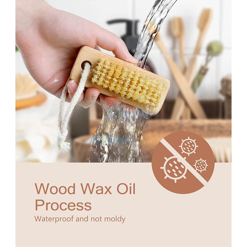 Nail Brush,Larbois Wooden Nail Brushes for Cleaning Nails 2Pack Double