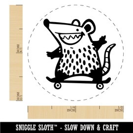Awesome Opossum on Skateboard Cool Sport Rubber Stamp for Stamping Crafting Planners - 1/2 Inch Mini
